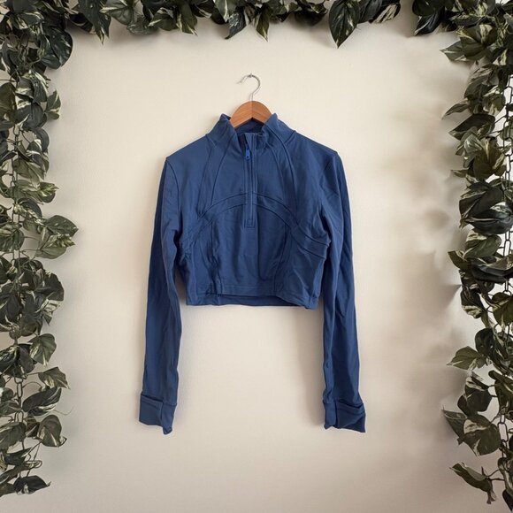 Lululemon Athletic Define Cropped Half Zip Jacket Luon Pitch Blue Women’s Sz 6/8 - Picture 1 of 8